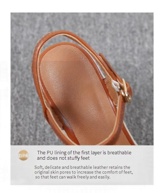 Scarpe da donna, nuovo stile, con zeppa, suola spessa, tacco alto, scarpe da donna chiuse, pantofole con fibbia, suola in corda di paglia_voghion.com