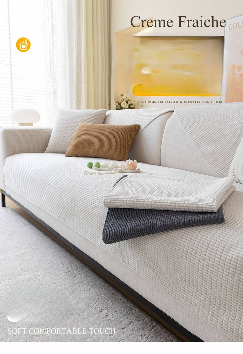 Waterproof Corn Grain Sofa Cushion 2025 New Four Seasons Universal Anti Slip Anti Cat Scratching Cushion Solid Color Sofa Cover_voghion.com
