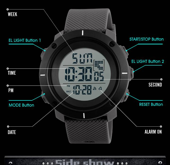 1213 Smartwatch: 50M Waterproof, Digital Display, Fitness Tracker Sports-ready Design Black Durable Strap_voghion.com