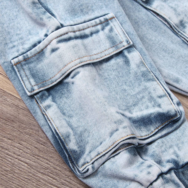 "Set da 2 pezzi composto da canotta con bordi in pizzo e jeans cargo per bambine – 100% cotone, abbigliamento alla moda e di prima classe per bambini dai 3 agli 8 anni (90-130 cm)"_voghion.com