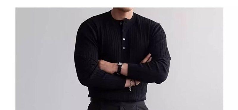 Suéter de cuello alto de punto grueso para hombre: cálido y minimalista para el invierno (negro, blanco, gris y marrón, talla M-3XL)_voghion.com