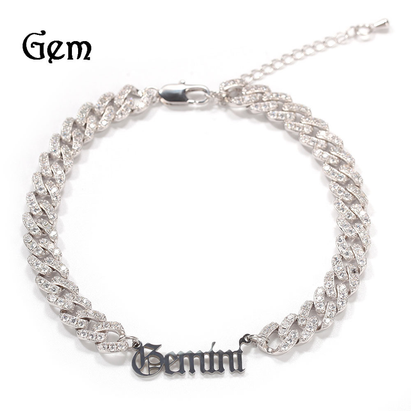 Cavigliera da donna con segno zodiacale e catena di estensione - Bracciale regolabile per piede placcato in oro e argento per tutti i 12 segni zodiacali._voghion.com