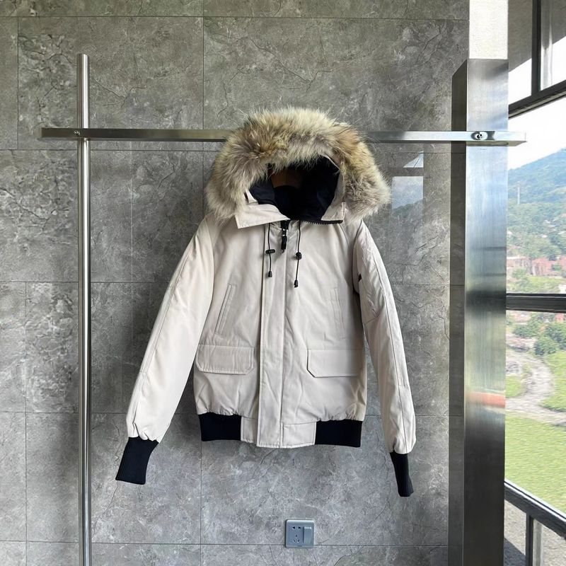 Bomber Jacket – 650FP Duck Down, Reversible, Genuine Fur Trim (Black/Navy/White)_voghion.com