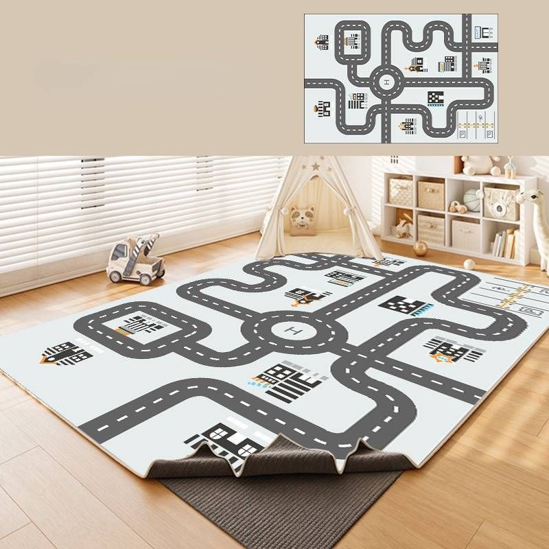 Interactive City Play Mat – Machine Washable Kids Rug With Traffic & Maze Designs (Detachable Base, Educational Floor Game)_voghion.com