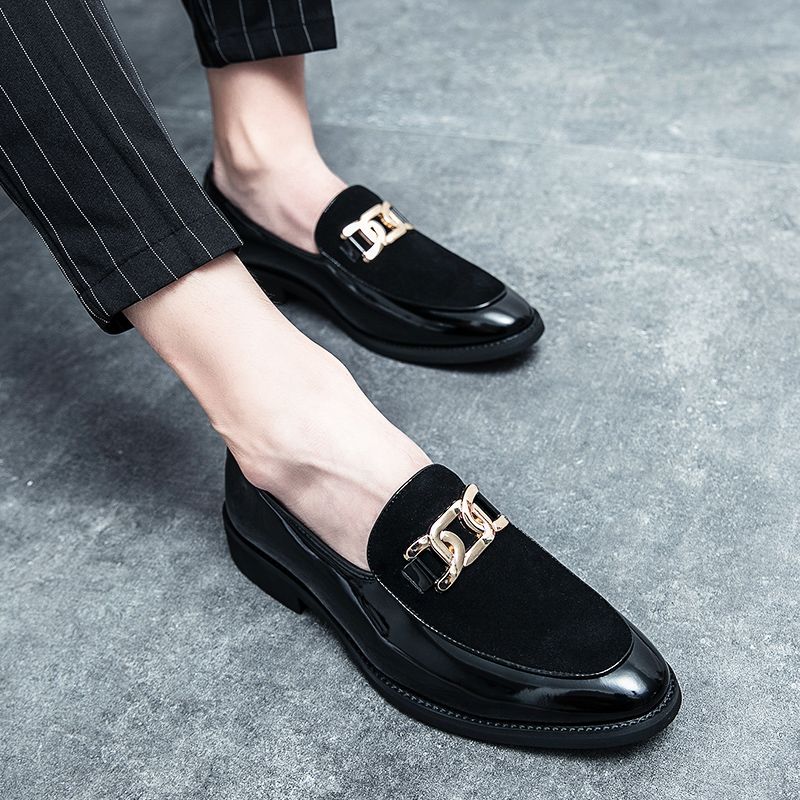 New Fashion Men's Brown Business Casual Loafer Shoes Daily Office Black Buckle Monk Men's Shoes One Foot Cover Banquet Dress Wedding Leather Shoes_voghion.com