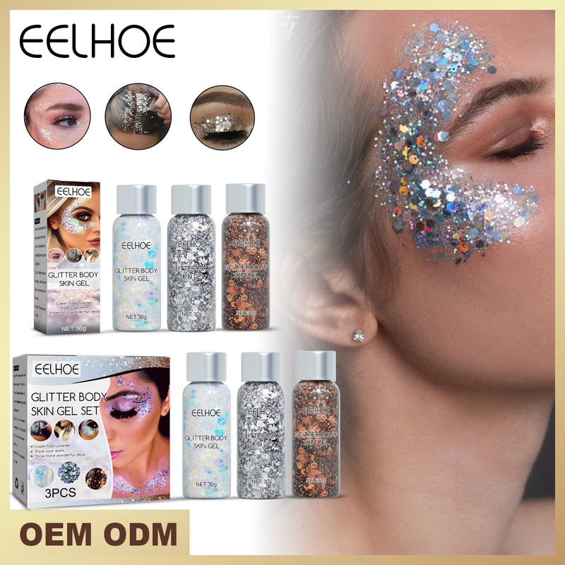 pailletten gel Mooie set make-up vis schubben pailletten gel glitter podium optreden oogschaduw make-up rekwisieten_voghion.com