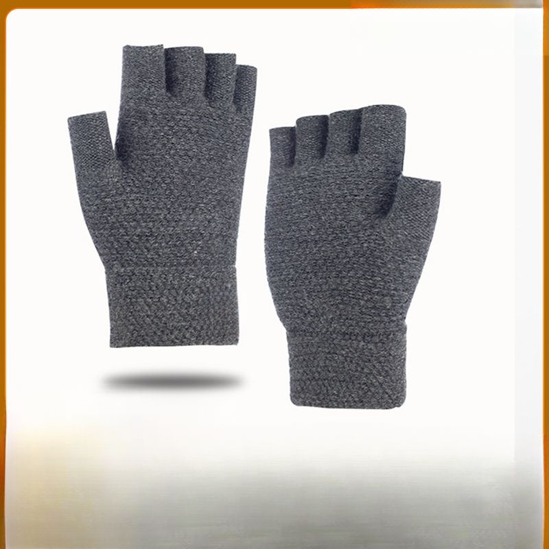 Half Finger Men Autumn Winter Cold Proof Warm Knitted Wool Fingerless Flip Cover Riding Driving Thickened Student Gloves_voghion.com