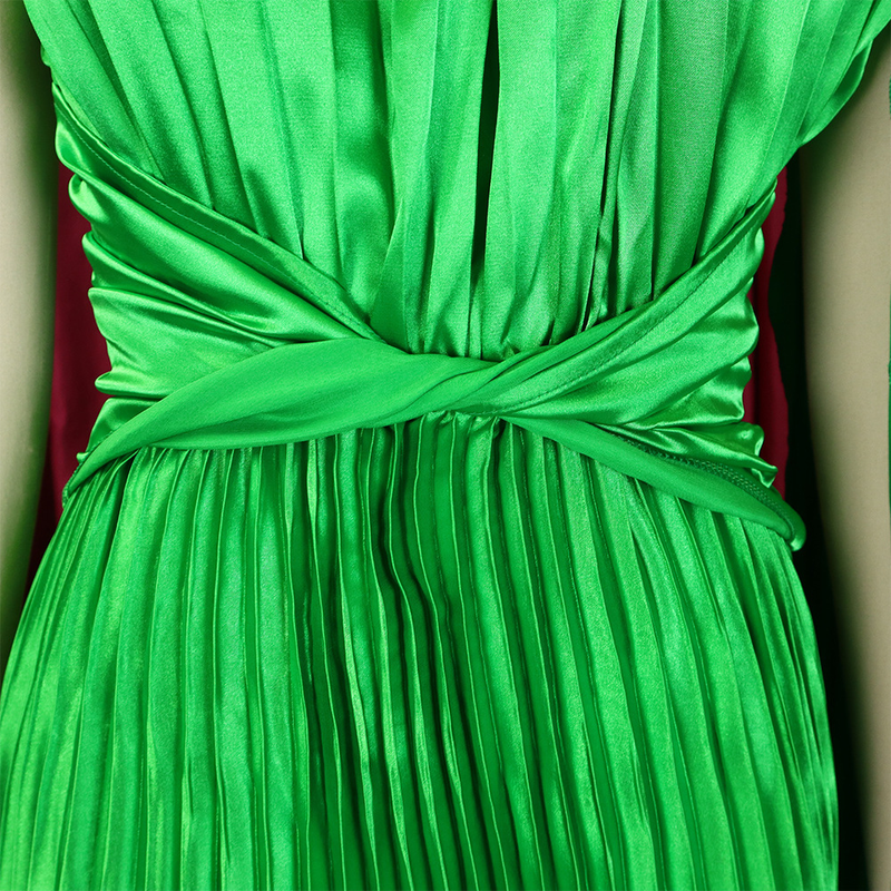 women's clothing new one-shoulder pleated long skirt oblique collar waist dress _voghion.com