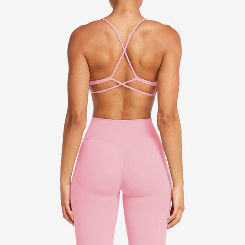 Débardeur de yoga fitness avec coussinets de poitrine, joli caraco dos nu, sensation de légèreté, ensemble de sport taille haute à séchage rapide pour femme_voghion.com