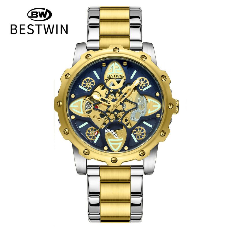 Male Transparent Bottom Doctor Tong BESTWIN Skeleton Non-Mechanical Multi-Layer Luminous Fashion Men's Watch_voghion.com