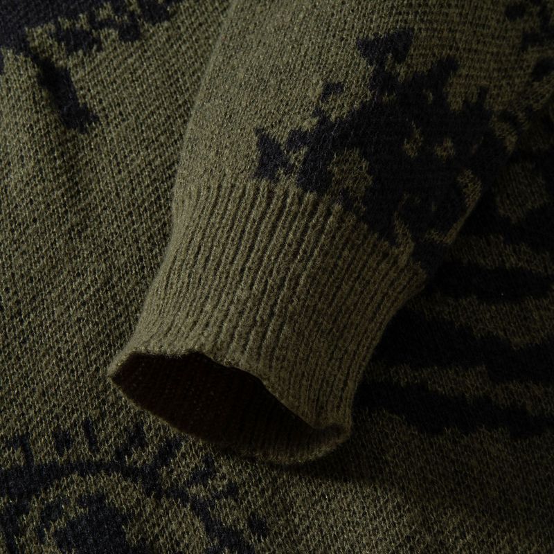 Herentrui met oogprint - Losse pasvorm, lange mouwen en jacquardmotief (olijfgroen/zwart/grijs/crème/bordeauxrood/blauw)_voghion.com