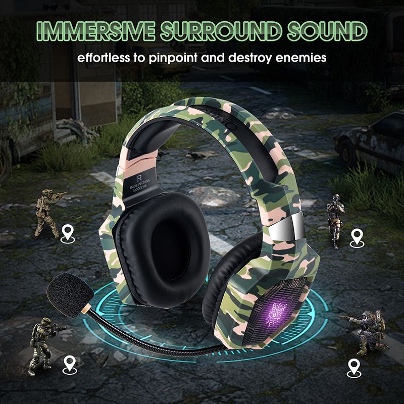 ONIKUMA Wired Stereo Gaming Headphones With Mic LED Lights for Gamer Headset_voghion.com
