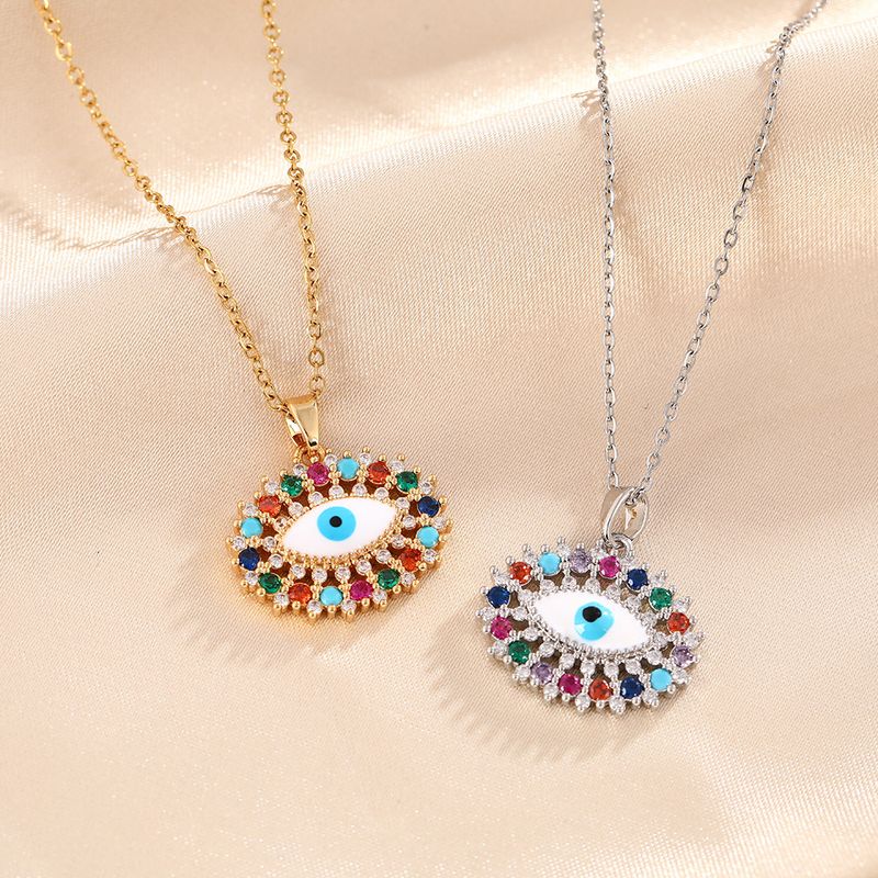 Colar do Diabo Feminino Zircônia Gotejamento Óleo Cobre Banhado a Ouro Boêmio Joia Mau-Olhado_voghion.com