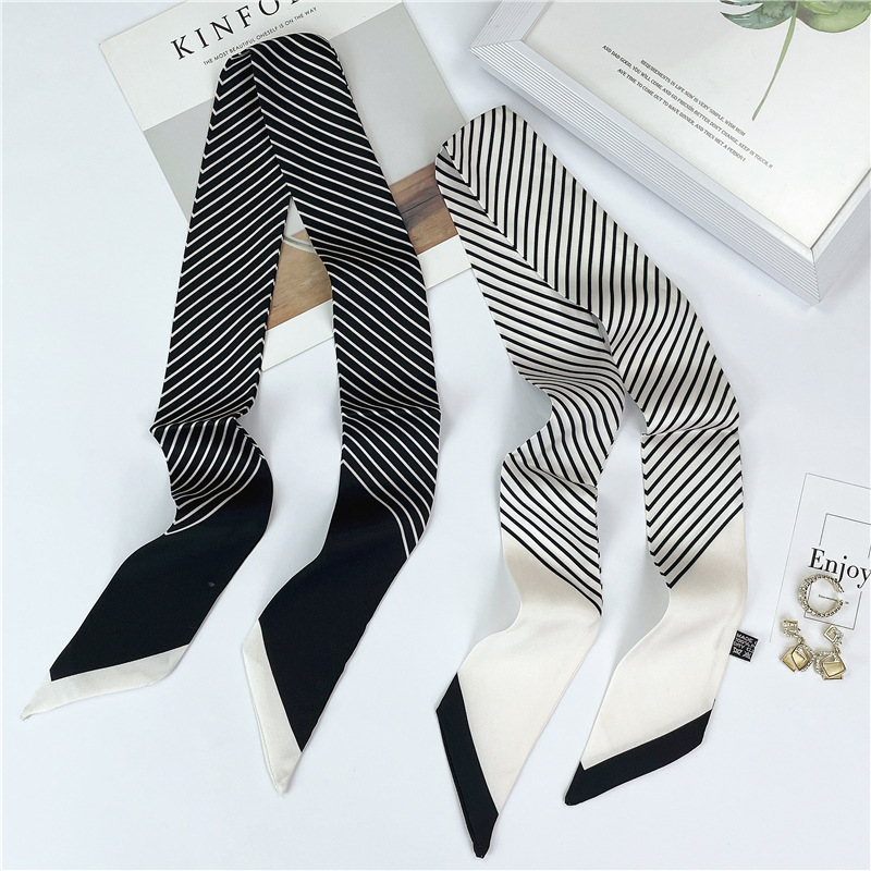 Frühjahr/Sommer Neue Koreanische Ausgabe Geometrische Streifen Diagonal Modische Kragen Dekoration Warme Kleine Schal Stirnband_voghion.com