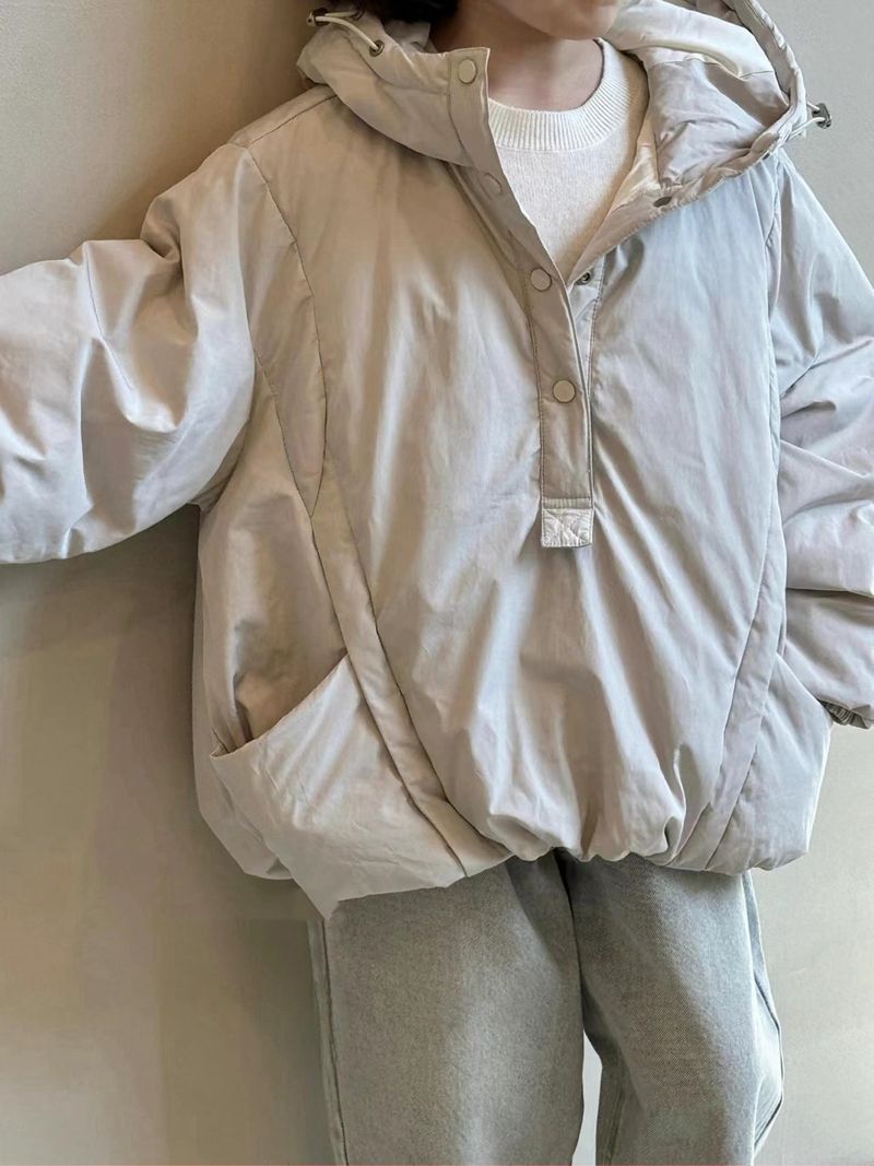 2025 Winter Neue Gepolsterte Pullover Unten Baumwolle Jacke Mit Kapuze Beiläufige Lose Dünne Dicke Warme Langarm Jacke_voghion.com