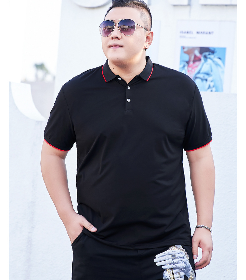 Herrenbekleidung Dicke Männer in Übergröße, kurzärmeliges T-Shirt mit Revers, modisches, übergroßes Poloshirt für dicke Männer, Sommeroberteil_voghion.com