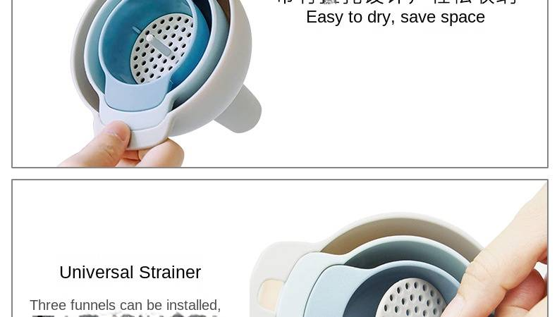 4-Piece Plastic Funnel Set - 4-in-1 Multi-Functional Kitchen Funnel for Oil Pouring, Liquid Dispensing, and Filtering_voghion.com