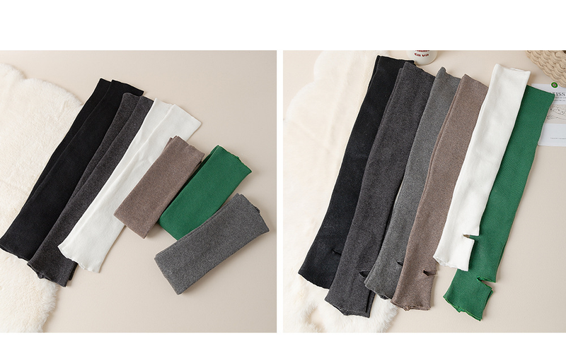 Wool cashmere yoga socks leg warmers foot thin vertical bar solid color simple warm foot cover autumn and winter_voghion.com