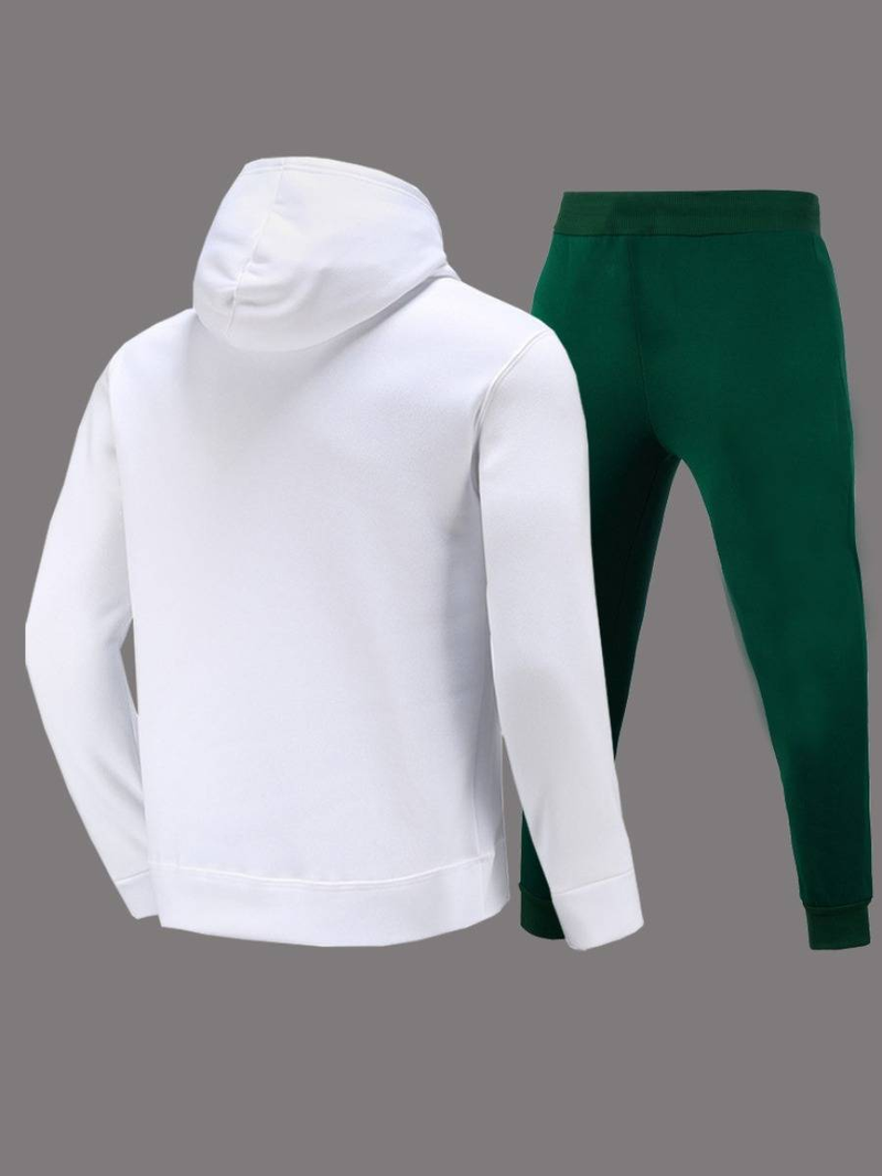 Plus Size Herfst & Winter Letter Print Color Block Hooded Sweatshirt Set Dagelijks Casual Lange Mouw Vrouwelijke Trainingspak Set_voghion.com