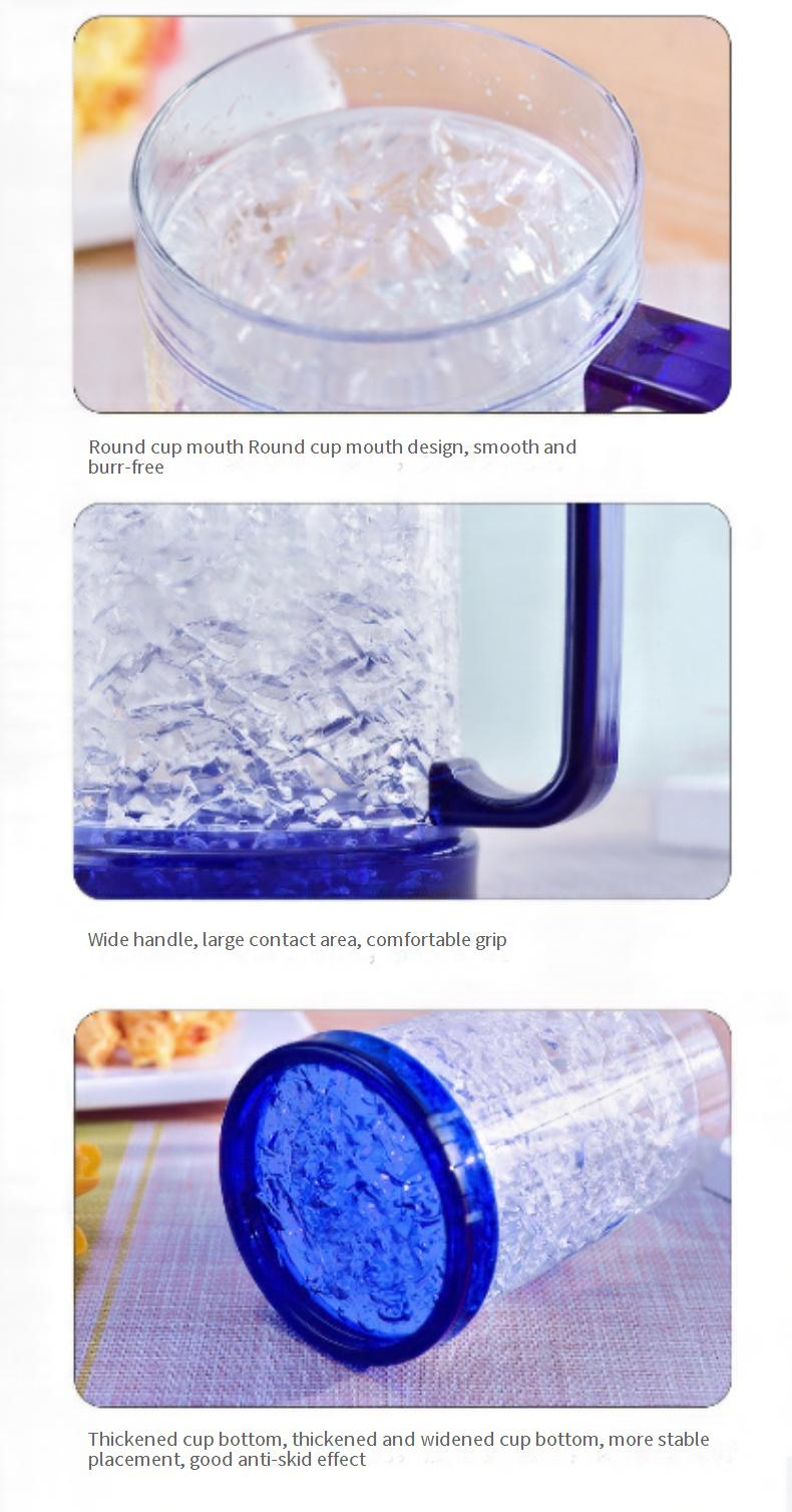 Werbeartikel Doppelwandiger Gel-Kühlbierkrug mit Henkel – Eisbecher aus Kunststoff für Branding und Firmengeschenke_voghion.com