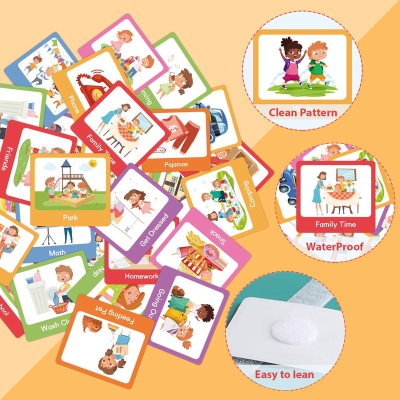 Tabella del tempo visivo per bambini Comunicazione non verbale Ausili visivi Pianificazione del programma Schede giornaliere_voghion.com
