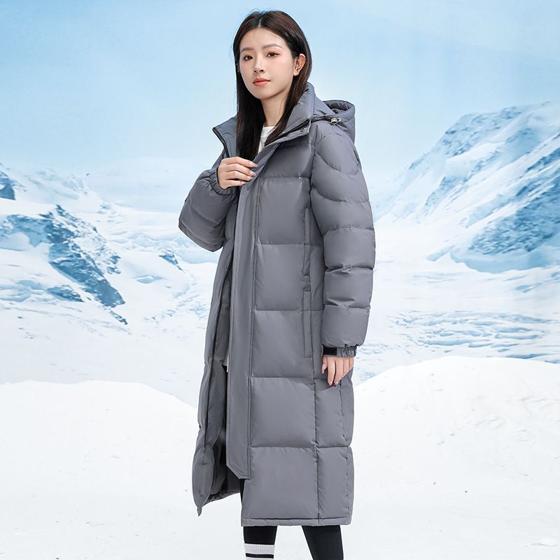 Knielanger Puffermantel – 700FP Premium-Daunenjacke aus weißer Ente | Maschinenwaschbarer Oversize-Parka in Schwarz/Elfenbein/Grau (S-3XL)_voghion.com