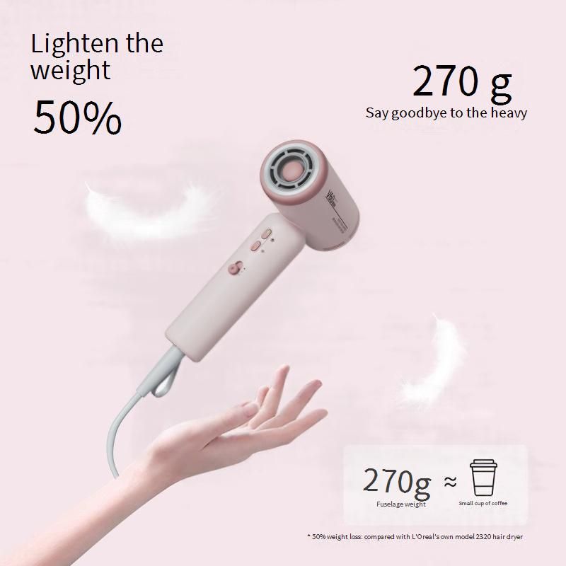 Mini asciugacapelli professionale con motore ad alta velocità da 1400 W e tecnologia a ioni negativi: compatto, comodo da trasportare, asciugatura rapida_voghion.com
