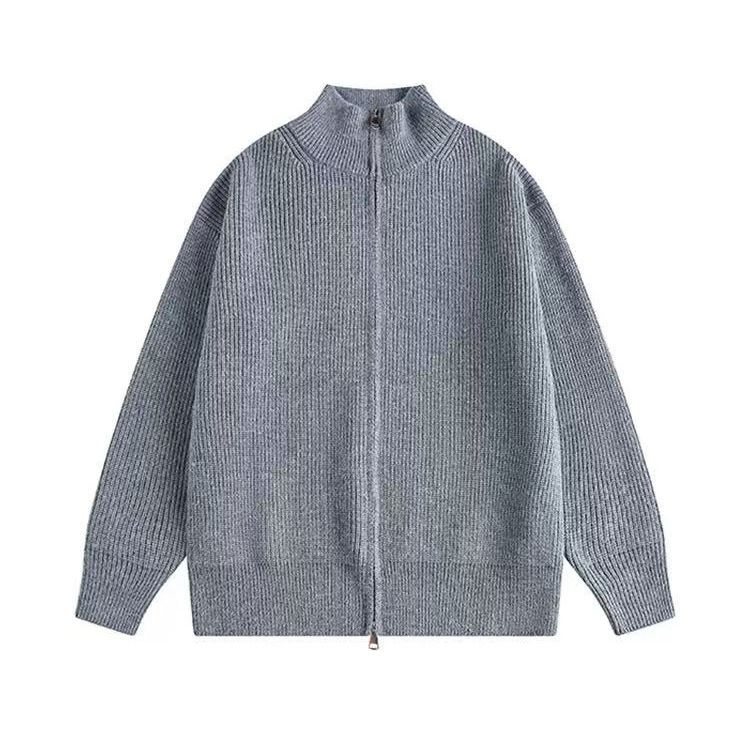 Herren-Strickpullover mit Reißverschluss – Dehnbarer Cardigan mit Stehkragen (M-XXXL, Polyester, maschinenwaschbar)_voghion.com