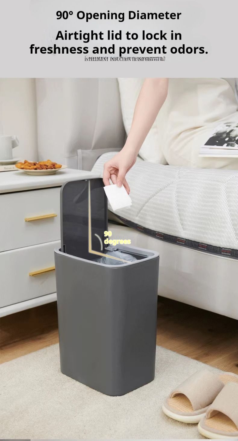 Cestino sottile da parete con coperchio a pressione per l'apertura – Cestino salvaspazio per bagno/cucina per spazi ristretti (plastica resistente, 2 opzioni di montaggio)_voghion.com