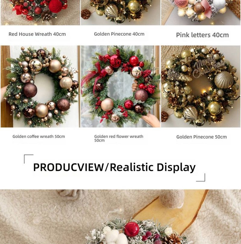 Weihnachtskranz – Rustikaler Türschmuck aus Weinreben und Beeren für festliche Dekoration zu Hause und im Geschäft (40 cm/30 cm, verschiedene Ausführungen: Glockenhirsch, Rotes Haus, Goldene Eichel)_voghion.com