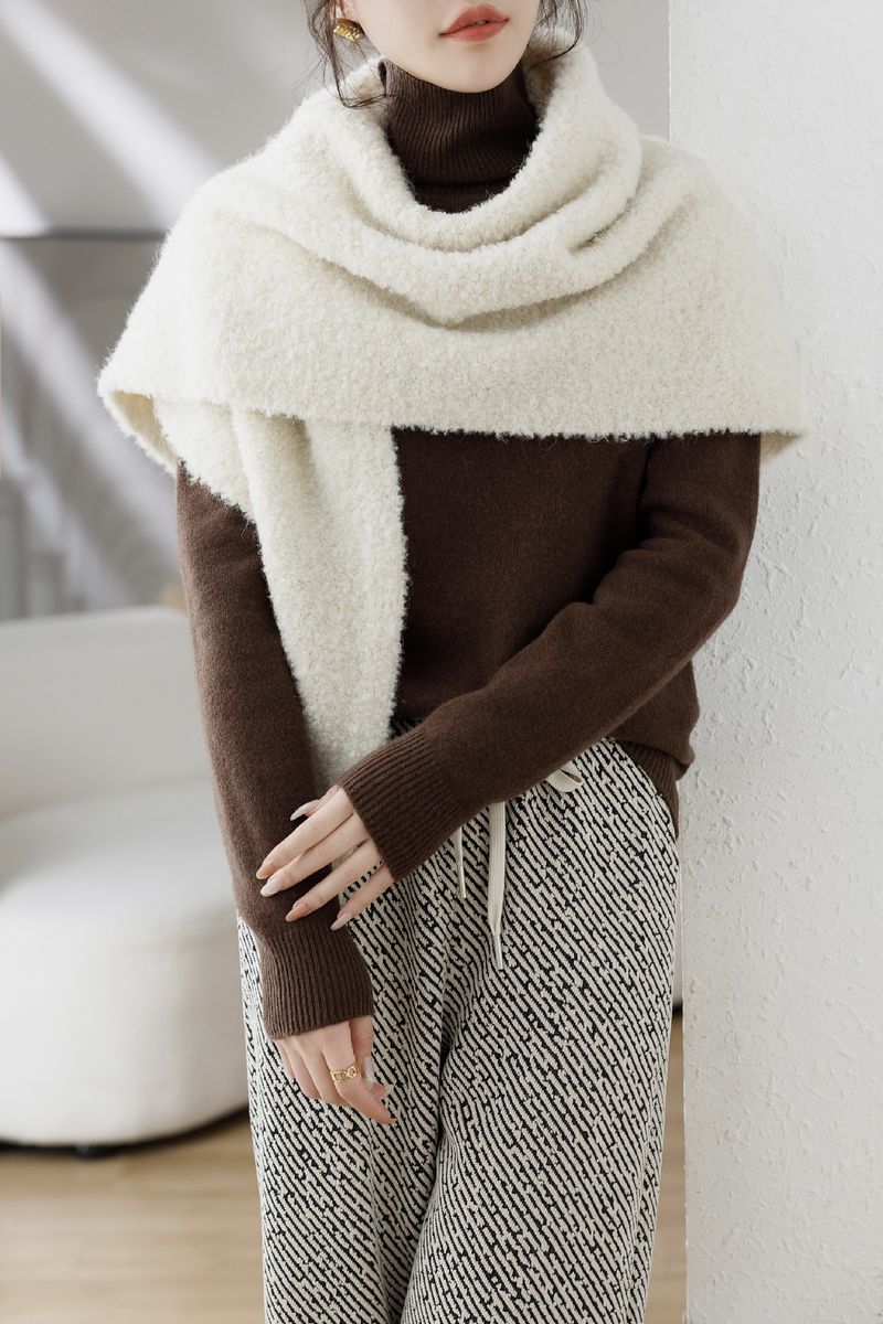 2025 Winter New High-End Hundred Lazy Wind Casual Mehrschichtiger Strickschal Wolle Damen Warmer Schal_voghion.com