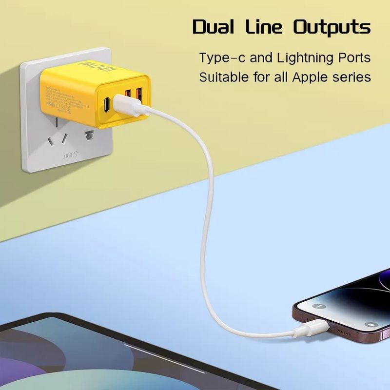 120W Fast Charging Double USB-C PD Multiport Wall Charger Adapter UK-Plug Phone*_voghion.com
