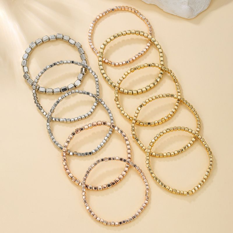 Hot Selling Handmade Jewelry Multi-layer Layered Layered Bracelet Set Bohemian Style CCB Bead Elastic Square Bead Bracelet_voghion.com