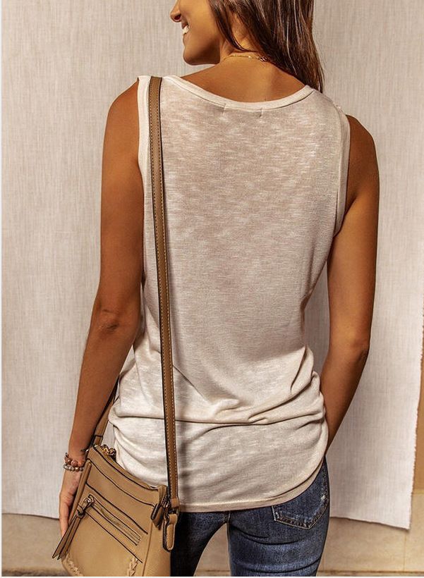 Neue ärmellose Weste für Damen, Sommer, lässiges T-Shirt, Tank-Bluse, Übergröße, weibliche Oberbekleidung, weiße, schicke Westen_voghion.com