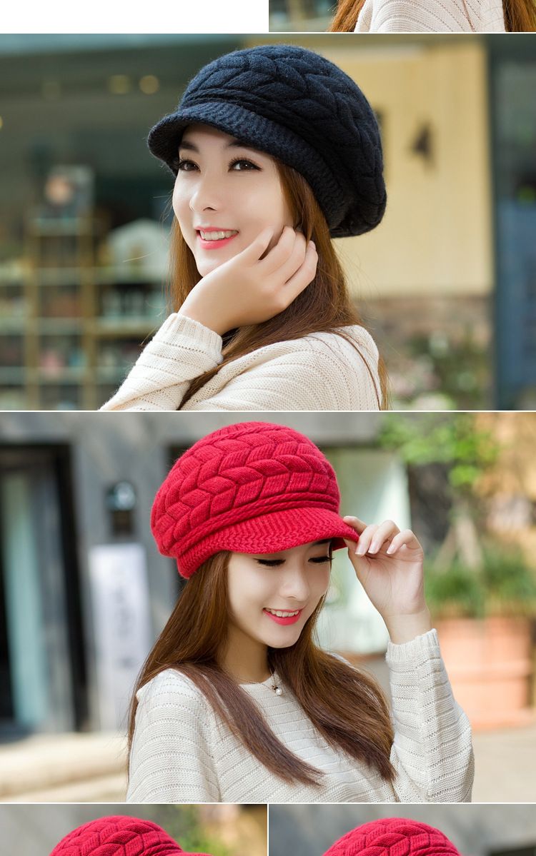 Women's Hats Middle Aged And Elderly Autumn And Winter Warm Knitted Wool Hat Plus Velvet Fashionable All Match Beret Hat Women Winter_voghion.com