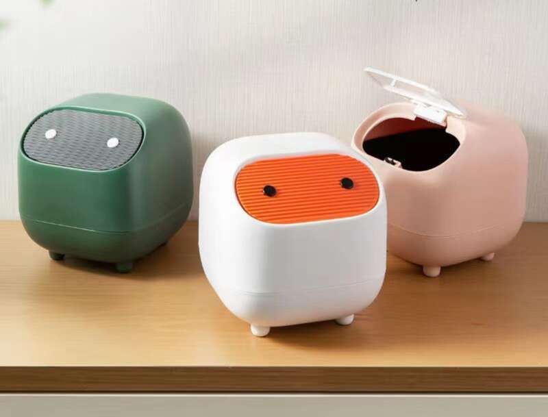 Ninja Desktop-Mülleimer, Schlafzimmer Büro Mini-Aufbewahrungsbehälter mit Deckel, Presstyp Auto-Papierhandtuchkorb_voghion.com