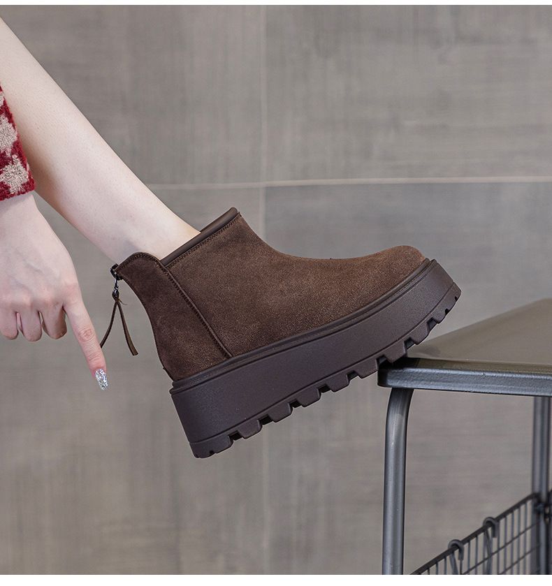 Stivali da neve in stile europeo per donna, stile casual invernale 2025, versatili, bassi, con suola spessa, in pile spesso, caldi e corti_voghion.com