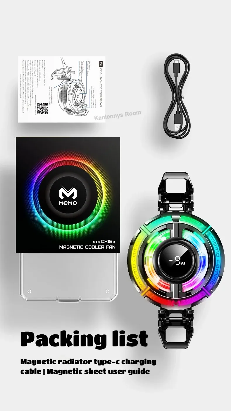 MEMO NEW CX15 Mobile Phone Freeze PUBG Game Cooler Semiconductor Magnetic Back-clip 2 In 1 Summer Universal Cooling Fan_voghion.com