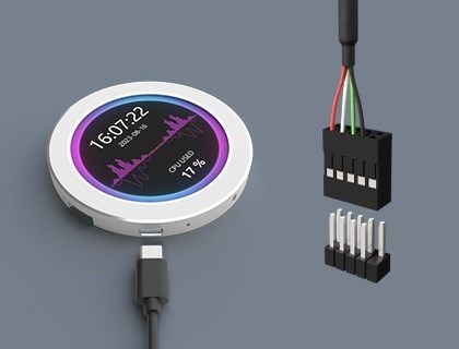 Raffreddatore ad acqua USB da 2,8/2,1 pollici, schermo secondario 480x480 con funzione di analisi dello spettro musicale, monitoraggio CPU RAM GPU_voghion.com