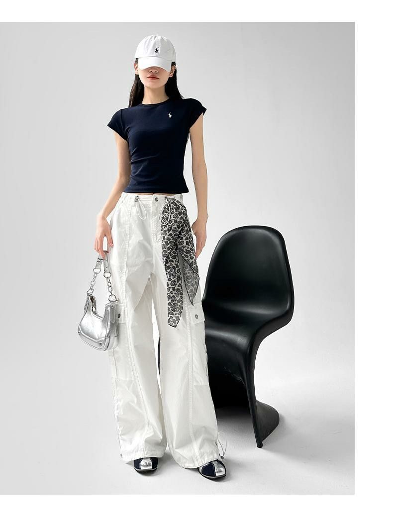 Dynamische werkbroek voor meisjes, lente- en zomerhiphop voor dames, enkelband, losvallend Amerikaans model, wijde pijpen, High Street_voghion.com