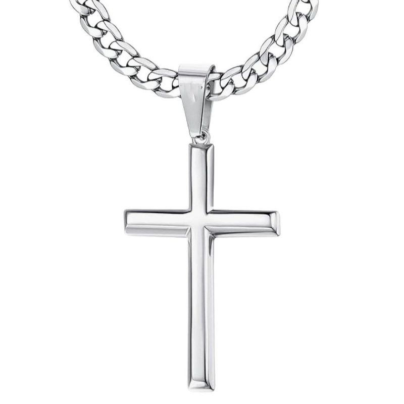 Nuova collana con ciondolo a croce in acciaio inossidabile Hip-Hop per uomo, semplice e classica, gioiello di personalità_voghion.com