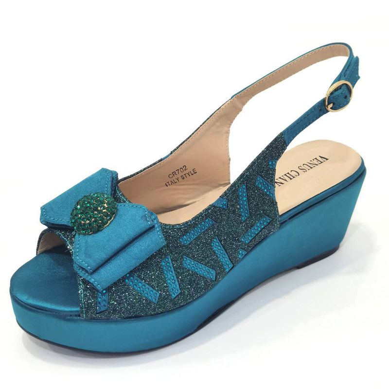 Damenschuhe Große Damenschuhe Schuhe für Geburtstagsfeiern Kleiner Keilabsatz Schuhe mit dicker Sohle und gleichem Design Clutch Bag Diamond Flower_voghion.com