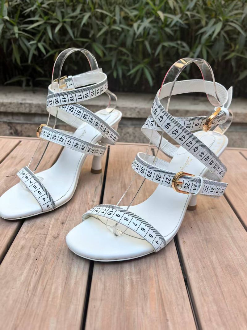 Women’s Shoes High End Fashion Women's Shoes Letter Strap Sandals Small Fragrance Style High Heels Straps_voghion.com