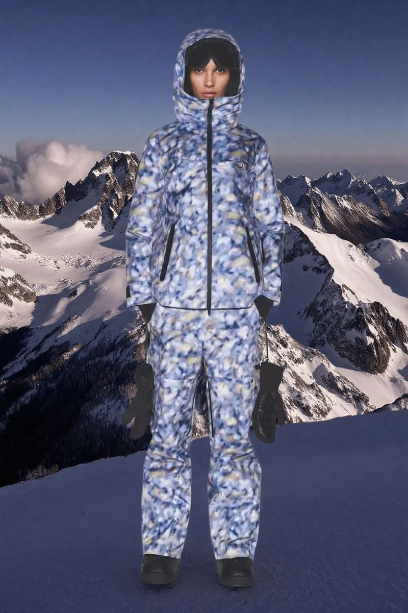 Completo da sci da donna: giacca e pantaloni in poliestere caldi e comodi per sport invernali e attività all'aperto_voghion.com