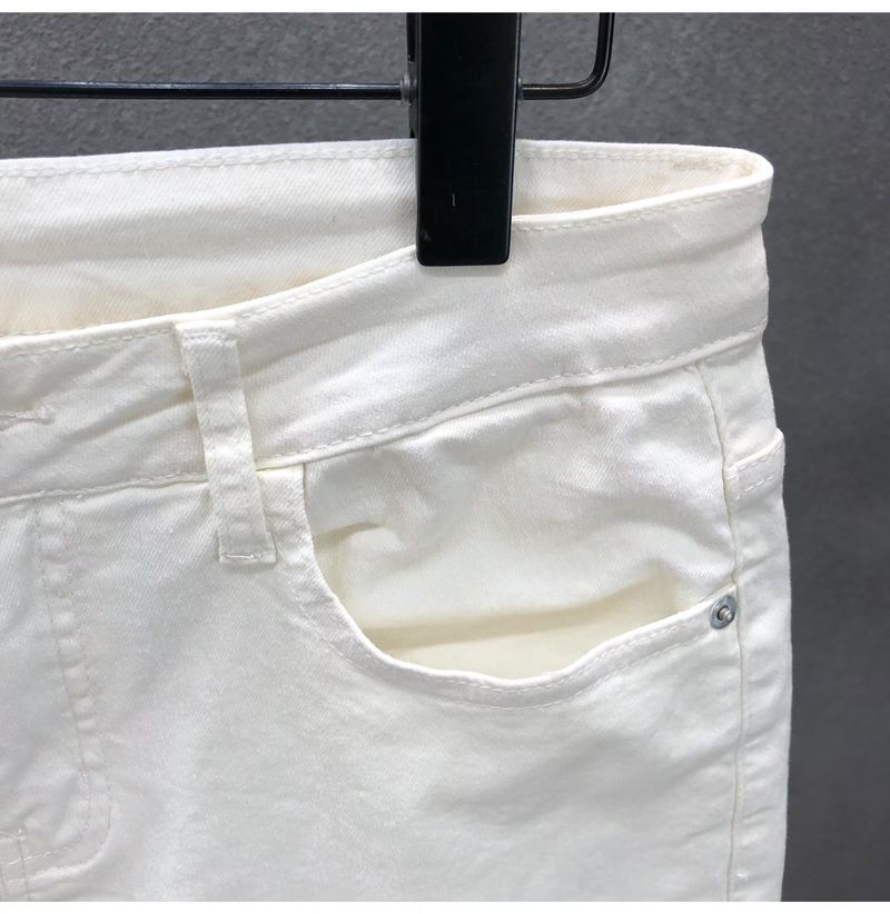 Super stylische Jeansshorts für Jugendliche und Herren, Sommer, dünn, 2024, neue weiße Fünf-Punkt-Jeans für Herren_voghion.com