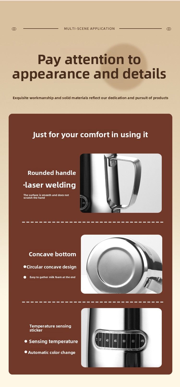 Edelstahl Spitz Auslauf Temperatur-Sensible Kaffee Krug Temperatur Display Latte Art Milch Aufschäumen Tasse_voghion.com