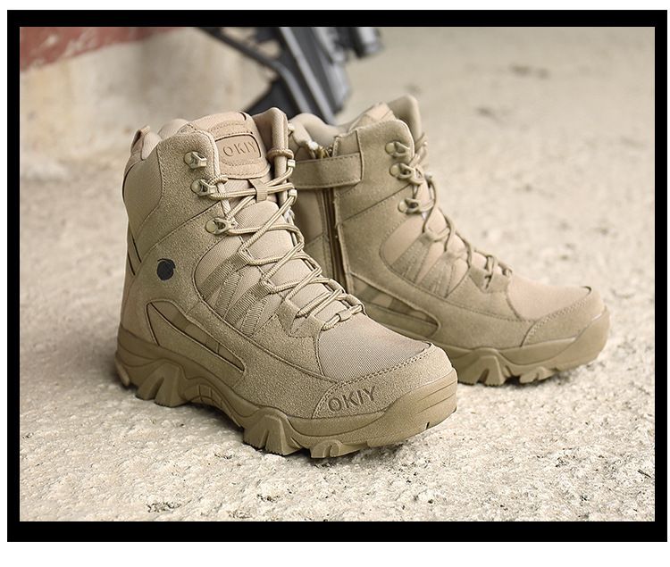 Bottes de combat d'entraînement de sports de plein air Bottes de randonnée tactiques respirantes et confortables pour hommes et femmes_voghion.com
