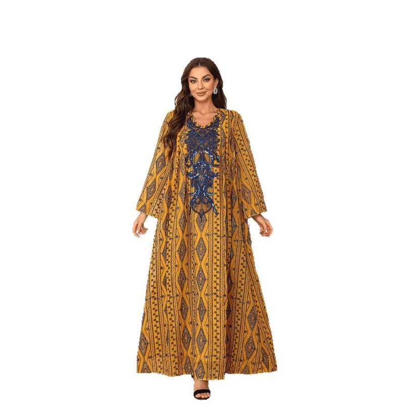 ZD008 Abendkleid Muslimischen Pailletten Mesh Bestickt frauen Robe_voghion.com