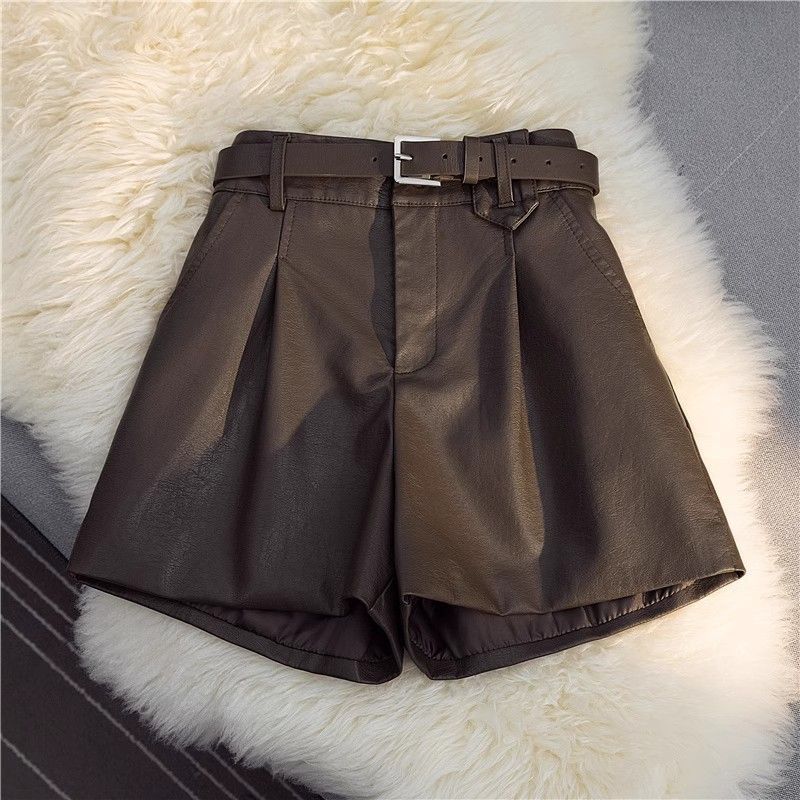 2025s PU-Leder für Frauen Petite 2025 Herbst Winter Veratile High Wait Slimming A-Linie Wide Leg Looe Outer Wear Boot_voghion.com