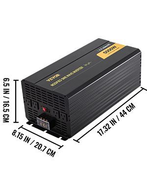 VEVOR Power Inverter, 5000W Modified Sine Wave Inverter, DC 12V To AC 120V Car Converter, With LCD Remote Controller, LED Indicator, AC Outlets Inverter For Truck RV Car Boat Travel Camping Emergency_voghion.com